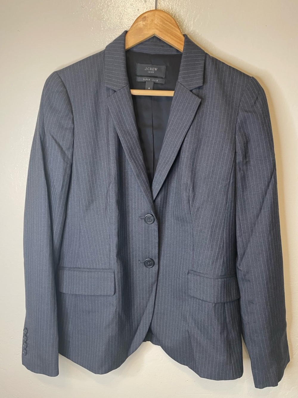 J.Crew women’s striped tailored single breasted Blazer in Gray